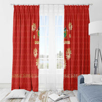 Bolivia National Emblem Window Curtain with Floral Pattern and Red Folk Design