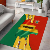 Bolivia Flag Color Area Rug with National Crest, Andean Pattern and Condor Graphic