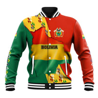 Bolivia Flag Color Baseball Jacket with National Crest, Andean Pattern and Condor Graphic