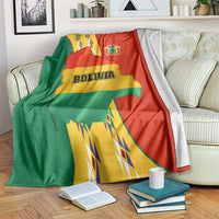 Bolivia Flag Color Blanket with National Crest, Andean Pattern and Condor Graphic