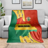 Bolivia Flag Color Blanket with National Crest, Andean Pattern and Condor Graphic