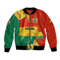 Bolivia Flag Color Bomber Jacket with National Crest, Andean Pattern and Condor Graphic