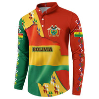 Bolivia Flag Color Button Sweatshirt with National Crest, Andean Pattern and Condor Graphic