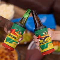 Bolivia Flag Color 4 in 1 Can Cooler Tumbler with National Crest, Andean Pattern and Condor Graphic