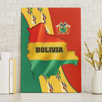 Bolivia Flag Color Canvas Wall Art with National Crest, Andean Pattern and Condor Graphic