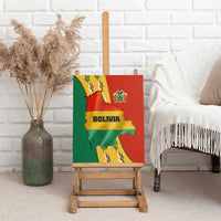 Bolivia Flag Color Canvas Wall Art with National Crest, Andean Pattern and Condor Graphic