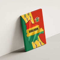 Bolivia Flag Color Canvas Wall Art with National Crest, Andean Pattern and Condor Graphic