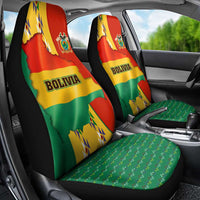 Bolivia Flag Color Car Seat Cover with National Crest, Andean Pattern and Condor Graphic