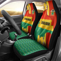 Bolivia Flag Color Car Seat Cover with National Crest, Andean Pattern and Condor Graphic