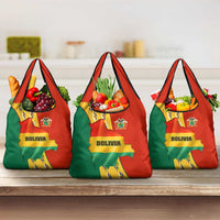 Bolivia Flag Color Grocery Bag with National Crest, Andean Pattern and Condor Graphic