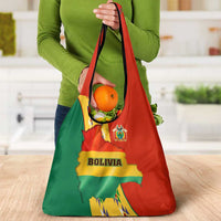 Bolivia Flag Color Grocery Bag with National Crest, Andean Pattern and Condor Graphic