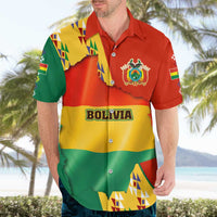 Bolivia Flag Color Hawaiian Shirt with National Crest, Andean Pattern and Condor Graphic