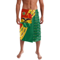 Bolivia Flag Color Lavalava with National Crest, Andean Pattern and Condor Graphic