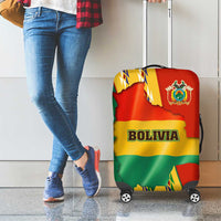 Bolivia Flag Color Luggage Cover with National Crest, Andean Pattern and Condor Graphic