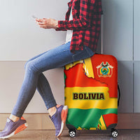 Bolivia Flag Color Luggage Cover with National Crest, Andean Pattern and Condor Graphic