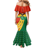 Bolivia Flag Color Mermaid Dress with National Crest, Andean Pattern and Condor Graphic