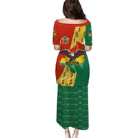 Bolivia Flag Color Puletasi with National Crest, Andean Pattern and Condor Graphic