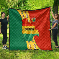 Bolivia Flag Color Quilt with National Crest, Andean Pattern and Condor Graphic