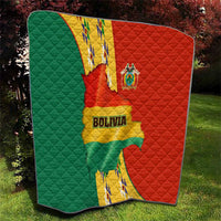 Bolivia Flag Color Quilt with National Crest, Andean Pattern and Condor Graphic