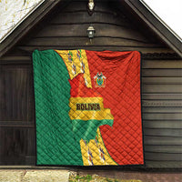 Bolivia Flag Color Quilt with National Crest, Andean Pattern and Condor Graphic