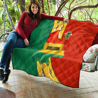 Bolivia Flag Color Quilt with National Crest, Andean Pattern and Condor Graphic