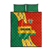 Bolivia Flag Color Quilt Bed Set with National Crest, Andean Pattern and Condor Graphic