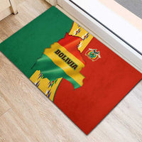 Bolivia Flag Color Rubber Doormat with National Crest, Andean Pattern and Condor Graphic