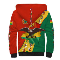 Bolivia Flag Color Sherpa Hoodie with National Crest, Andean Pattern and Condor Graphic
