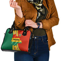 Bolivia Flag Color Shoulder Handbag with National Crest, Andean Pattern and Condor Graphic
