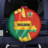 Bolivia Flag Color Spare Tire Cover with National Crest, Andean Pattern and Condor Graphic