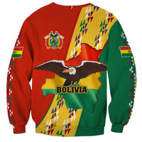 Bolivia Flag Color Sweatshirt with National Crest, Andean Pattern and Condor Graphic