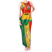 Bolivia Flag Color Tank Maxi Dress with National Crest, Andean Pattern and Condor Graphic