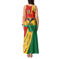 Bolivia Flag Color Tank Maxi Dress with National Crest, Andean Pattern and Condor Graphic