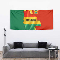 Bolivia Flag Color Tapestry with National Crest, Andean Pattern and Condor Graphic