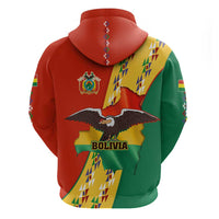 Bolivia Flag Color Zip Hoodie with National Crest, Andean Pattern and Condor Graphic