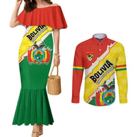 Bolivia Vamos La Verde Couples Matching Mermaid Dress and Long Sleeve Button Shirt with Flag Colors and National Football Crest