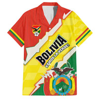 Bolivia Vamos La Verde Family Matching Off Shoulder Maxi Dress and Hawaiian Shirt with Flag Colors and National Football Crest