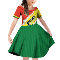 Bolivia Vamos La Verde Family Matching Off Shoulder Short Dress and Hawaiian Shirt with Flag Colors and National Football Crest