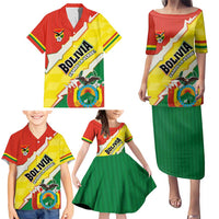 Bolivia Vamos La Verde Family Matching Puletasi and Hawaiian Shirt with Flag Colors and National Football Crest