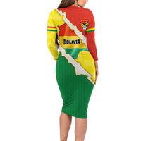 Bolivia Vamos La Verde Long Sleeve Bodycon Dress with Flag Colors and National Football Crest