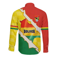 Bolivia Vamos La Verde Long Sleeve Button Shirt with Flag Colors and National Football Crest