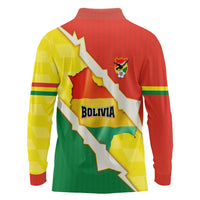 Bolivia Vamos La Verde Long Sleeve Polo Shirt with Flag Colors and National Football Crest