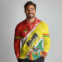 Bolivia Vamos La Verde Long Sleeve Polo Shirt with Flag Colors and National Football Crest