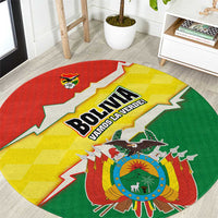 Bolivia Vamos La Verde Round Carpet with Flag Colors and National Football Crest