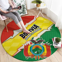 Bolivia Vamos La Verde Round Carpet with Flag Colors and National Football Crest