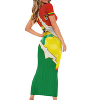 Bolivia Vamos La Verde Short Sleeve Bodycon Dress with Flag Colors and National Football Crest