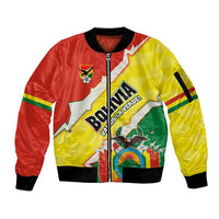Bolivia Vamos La Verde Sleeve Zip Bomber Jacket with Flag Colors and National Football Crest