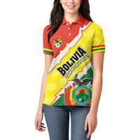 Bolivia Vamos La Verde Women Polo Shirt with Flag Colors and National Football Crest