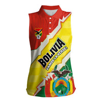 Bolivia Vamos La Verde Women Sleeveless Polo Shirt with Flag Colors and National Football Crest