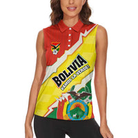 Bolivia Vamos La Verde Women Sleeveless Polo Shirt with Flag Colors and National Football Crest